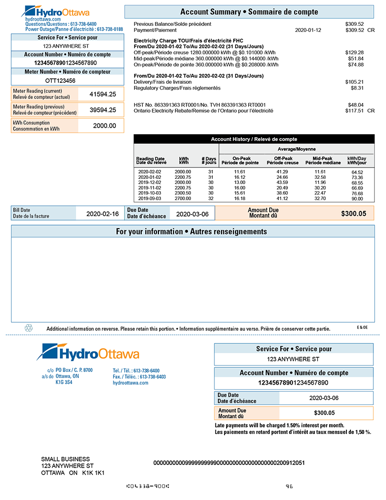 Interactive Time-of-Use Bill