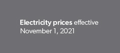 Board: Electricity prices in effect November 1, 2021
