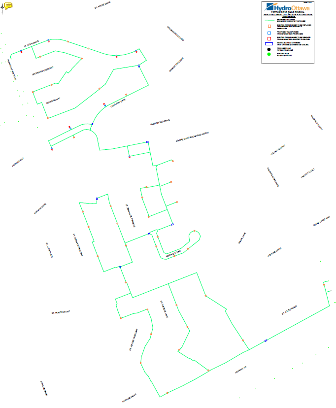 Map of impacted streets as part of the Fortune cable renewal project