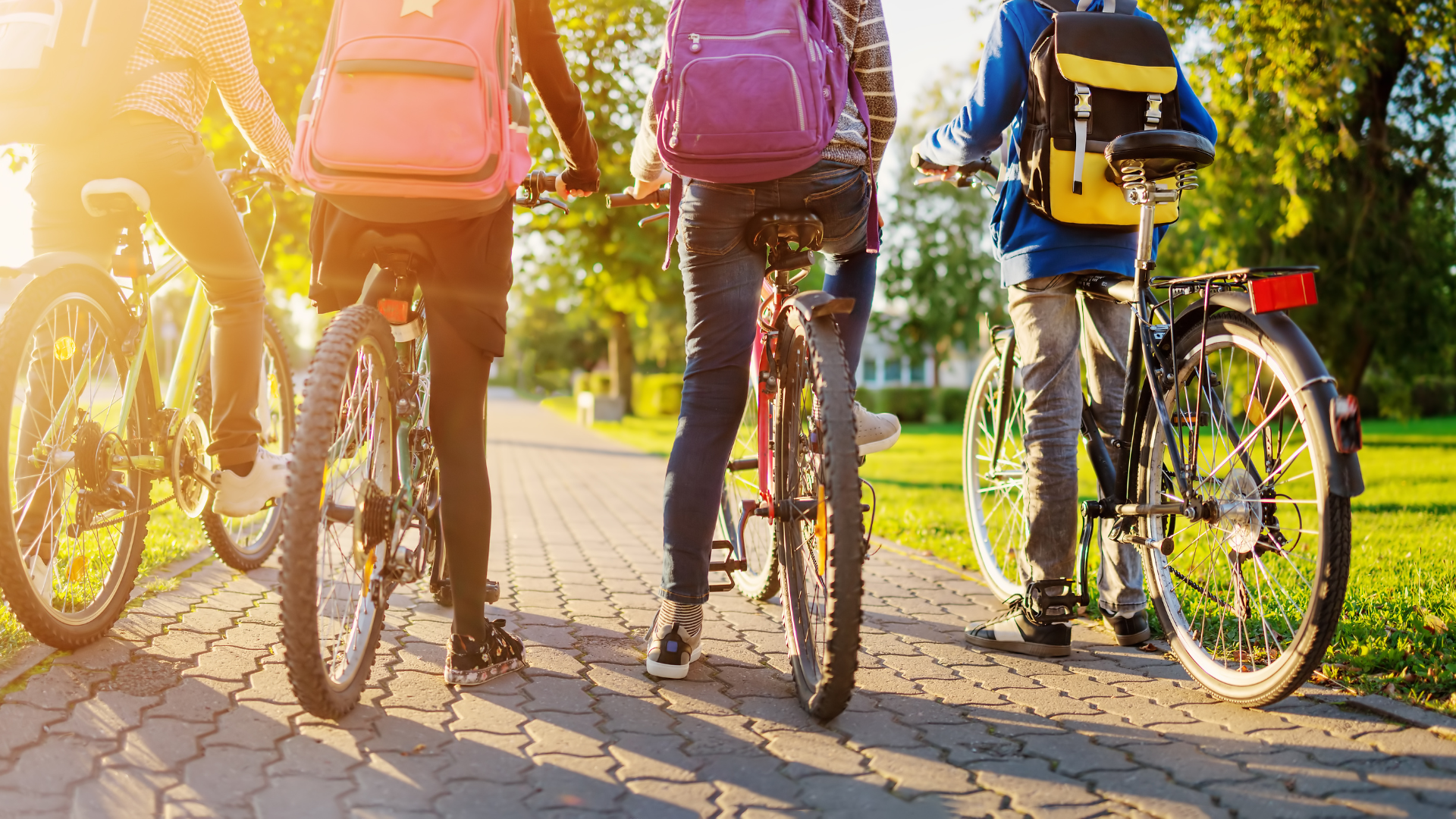 Kids biking to school