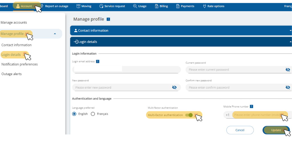 MyAccount two-factor verification instructions