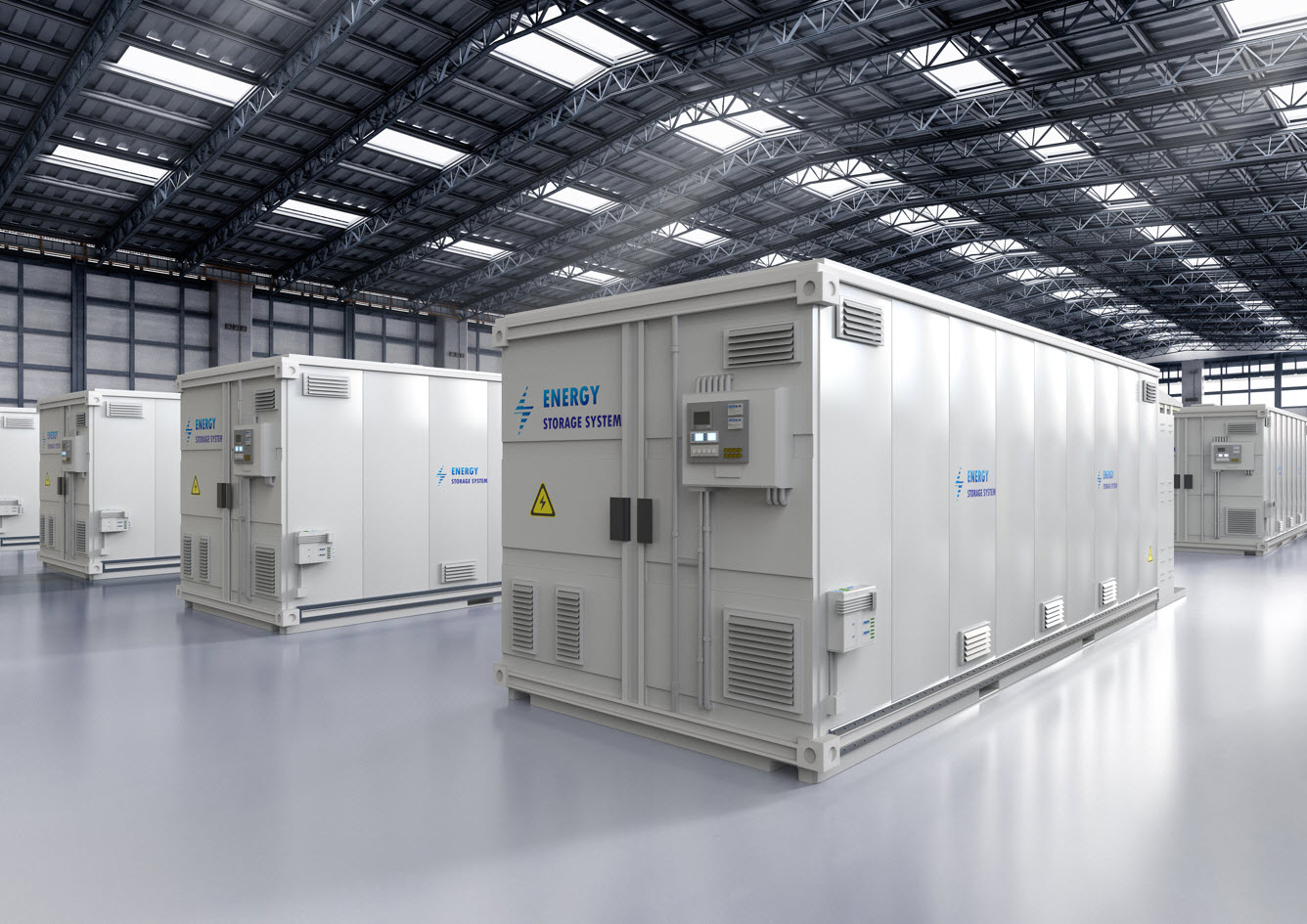 3D rendering of a battery storage facility