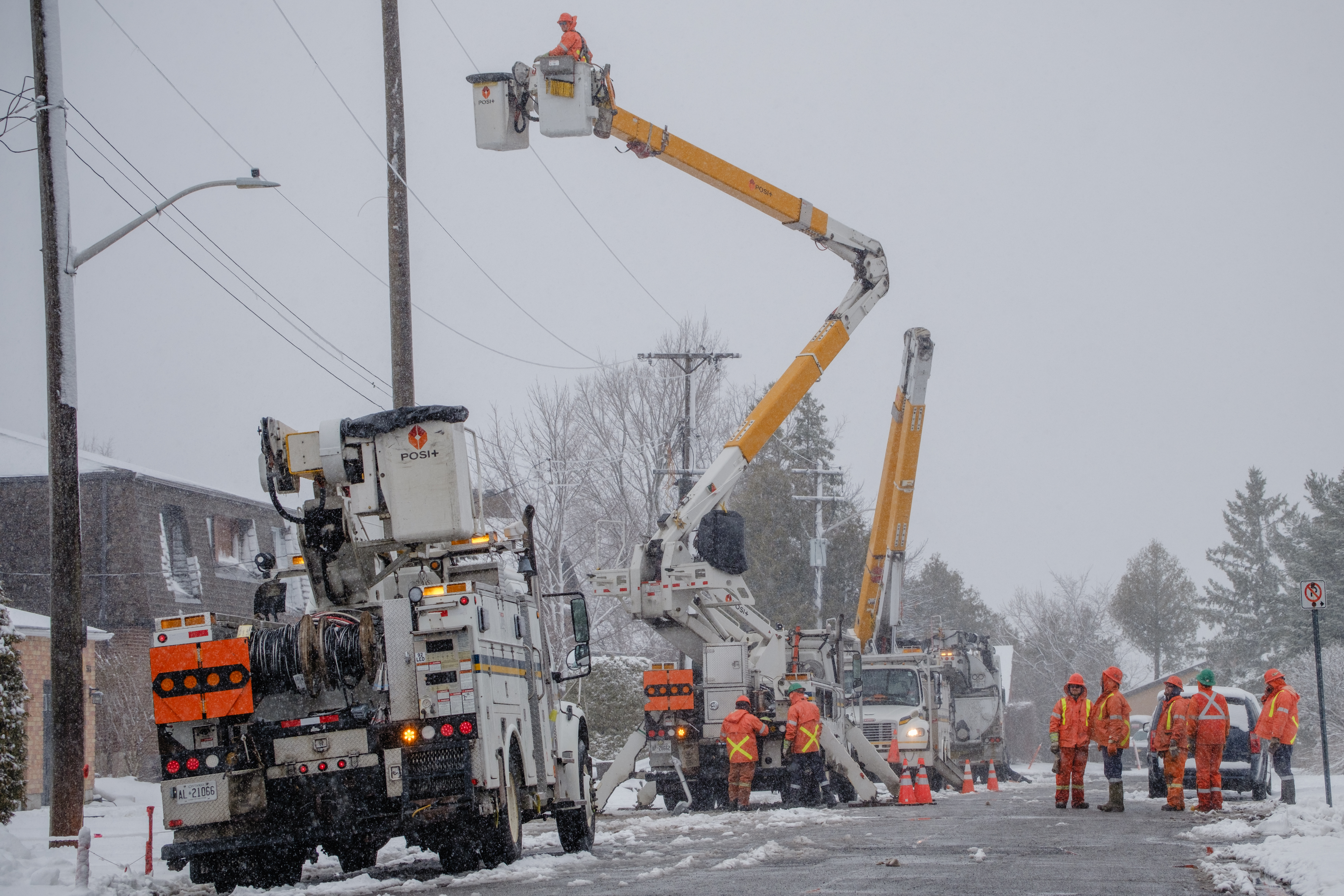 Crews working in winter