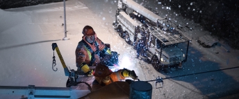 Crews working in winter