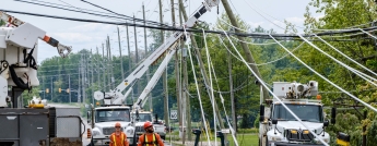 Hydro crews assessing damage to hydro poles on May 24