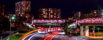 City driving at night